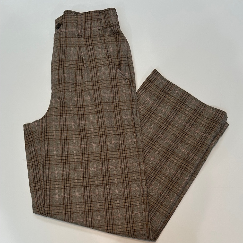 Madewell pleated plaid trousers